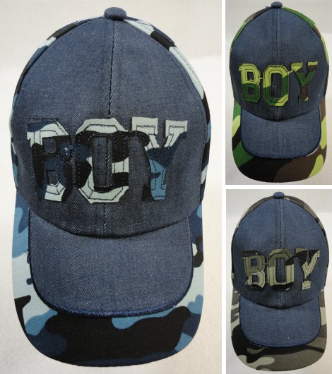 Boy's Embroidered BALL CAP [Denim & Camo] BOY